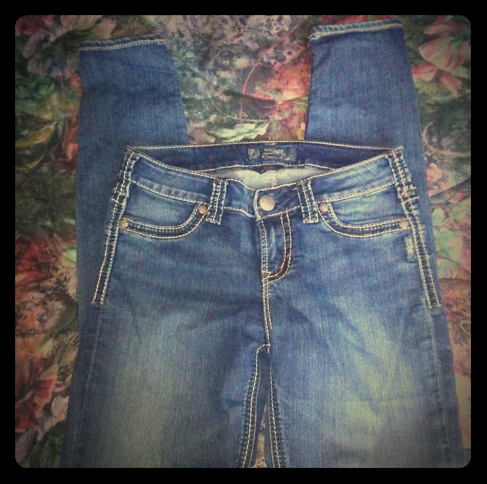 Silver skinny jeans